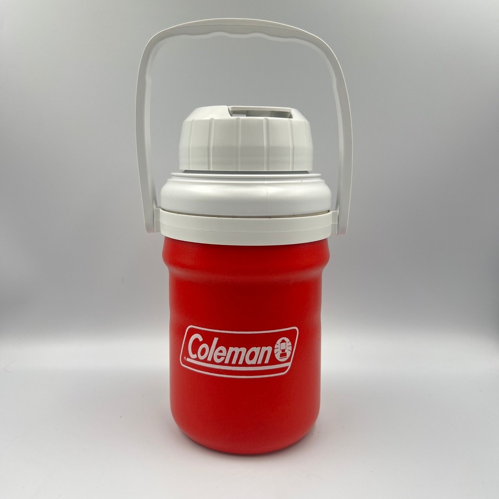 Coleman Water Jug Insulated Cooler Red and White Flip Spout Bail Handle